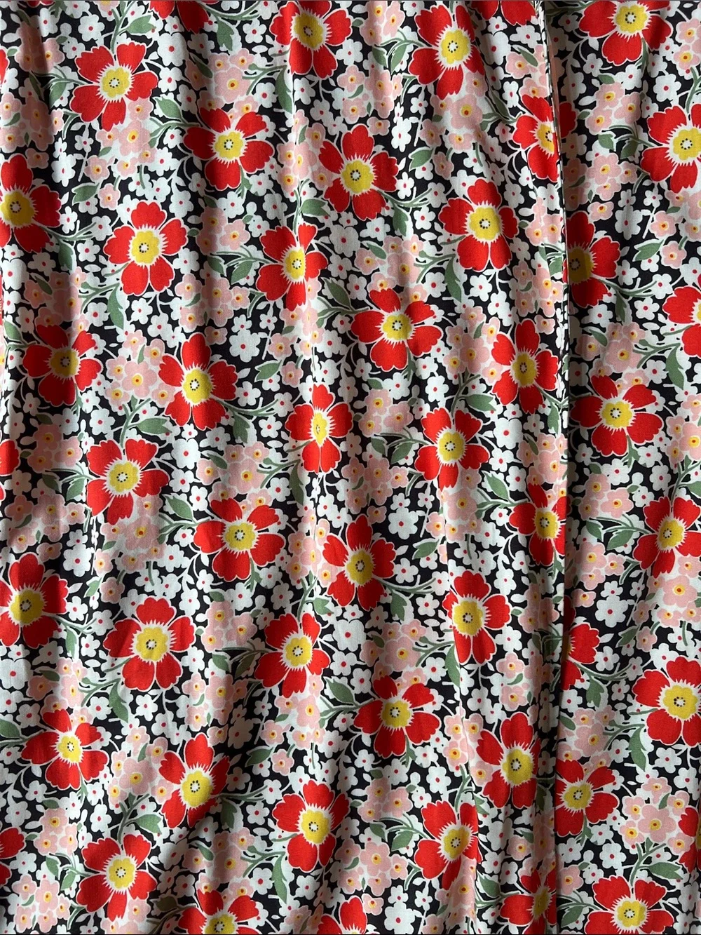 J. Crew Red and Cream Floral Wrap Maxi Dress